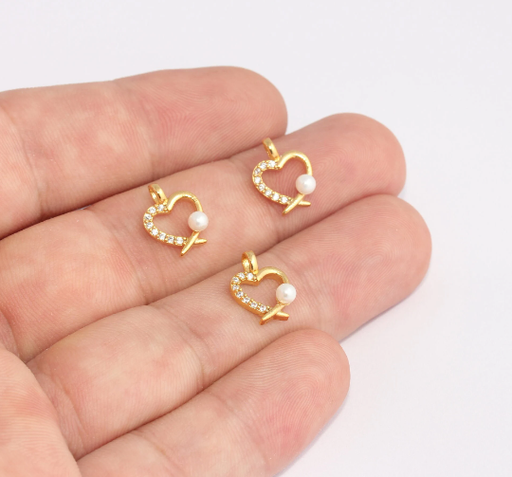Shiny Gold Heart Charms