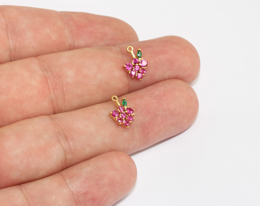 Shiny Gold Pave Grape Charms