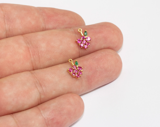 Shiny Gold Pave Grape Charms